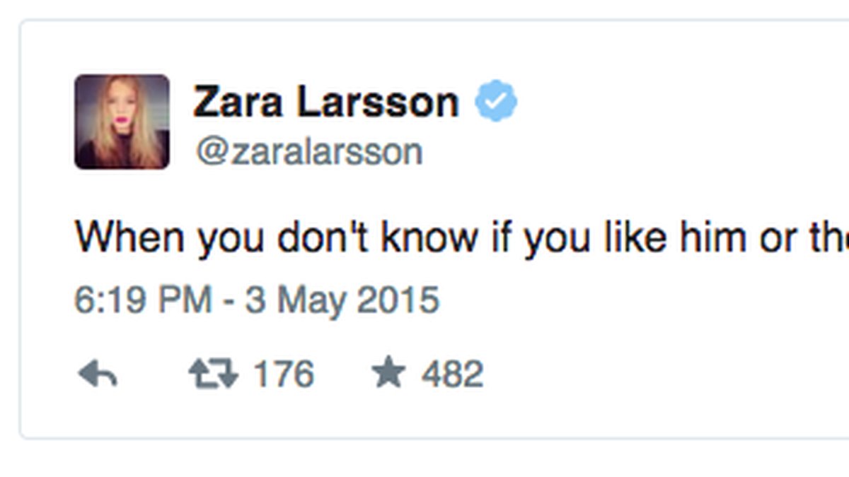 Frågan Zara ställer sig på Twitter. 